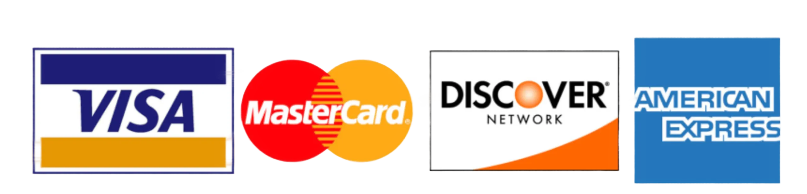 Visa, Mastercard, Discover, American Express
